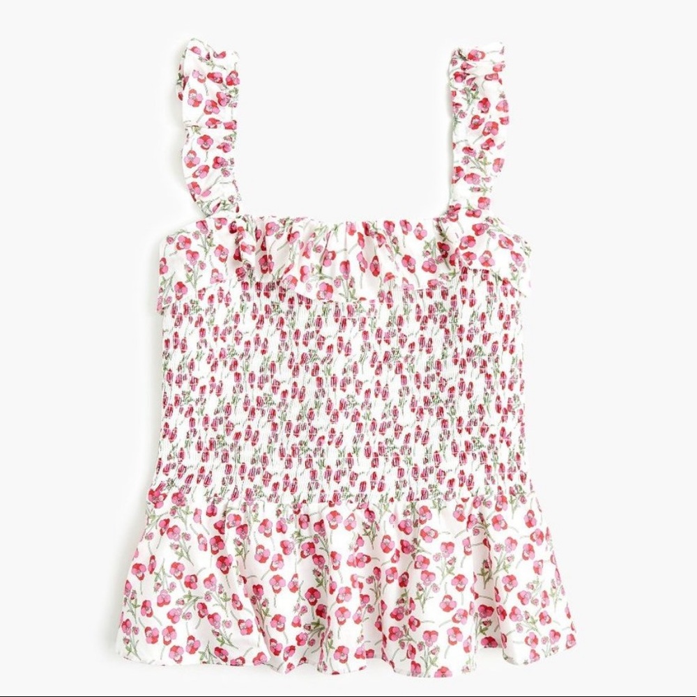 J. Crew Liberty Rose Smocked Top